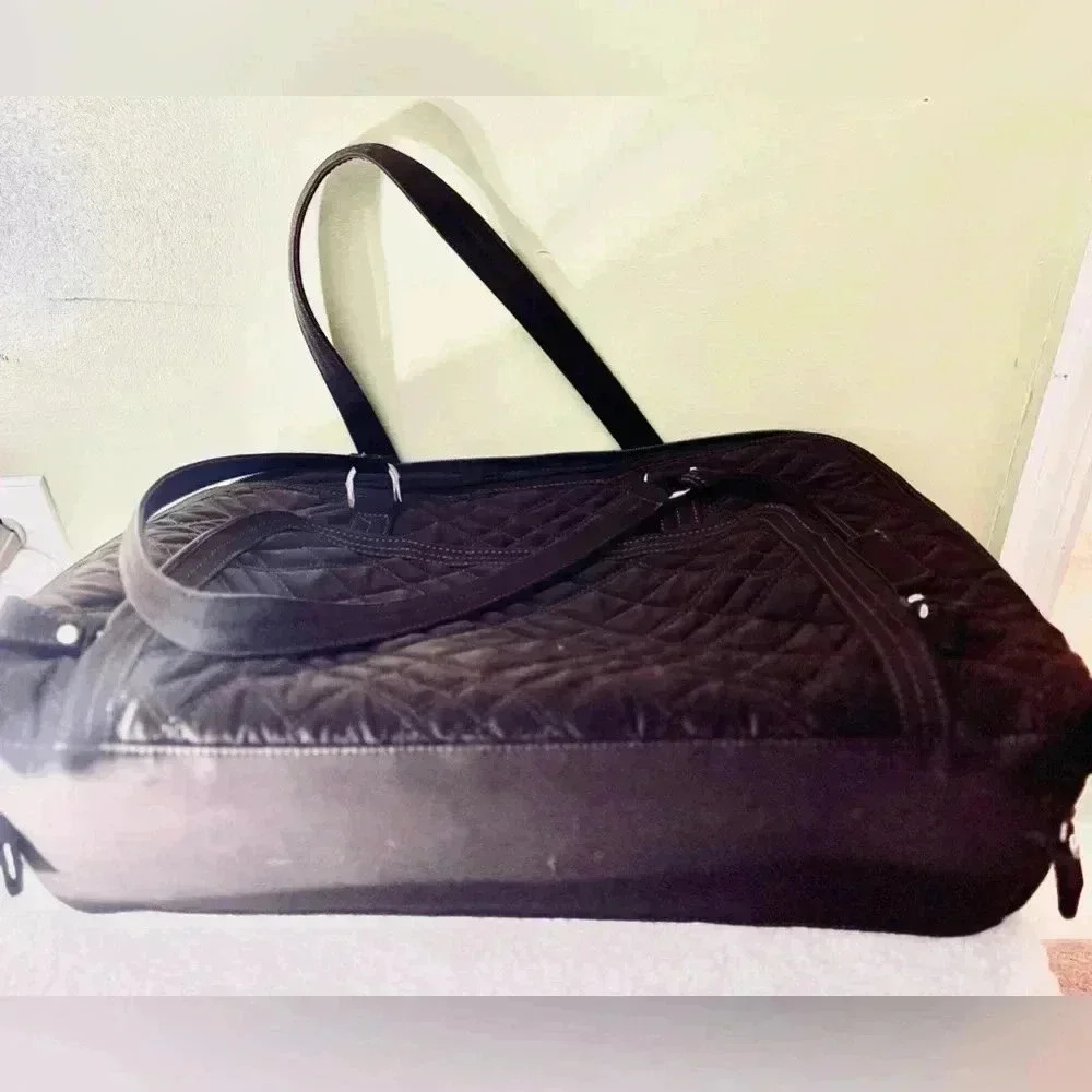 VERA BRADLEY Espresso Brown Microfiber Quilted Laptop Tote - Picture 6 of 12